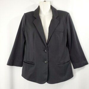 Anthropologie Black Career Blazer Jacket Womens Size S 3/4 Sleeve Button Front